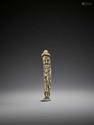 AN EARLY AND TALL STAG ANTLER NETSUKE OF A DUTCHMA…