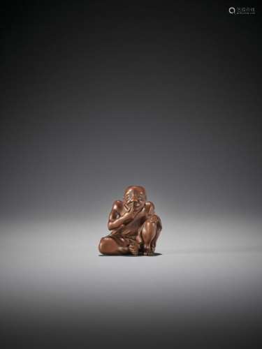 JOUNSAI: A WOOD NETSUKE OF A PROFESSIONAL SNEEZER …