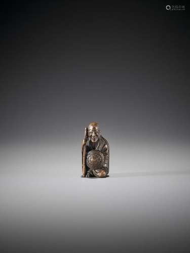 AN EARLY WOOD NETSUKE OF ONO NO KOMACHI Unsigned J…