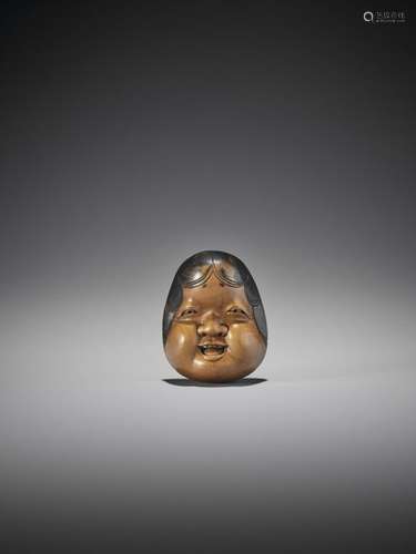 HIDARI ISSAN: A BOXWOOD MASK NETSUKE OF OTO By Hid…