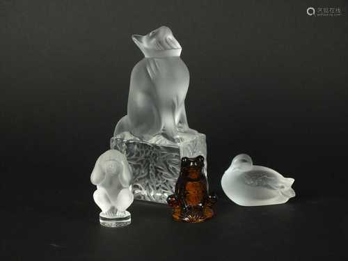 Four Lalique Crystal animals