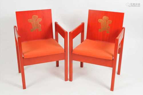 A pair of Prince Charles of Wales Investiture chairs