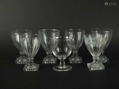 Seven early 19th century glass rummers