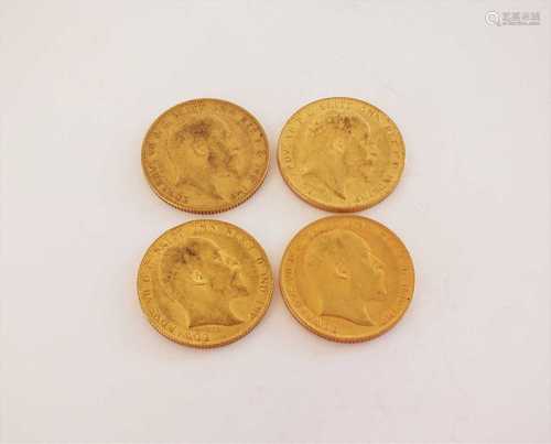 Four Edward VII sovereigns