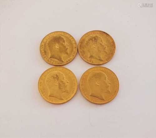 Four Edward VII sovereigns