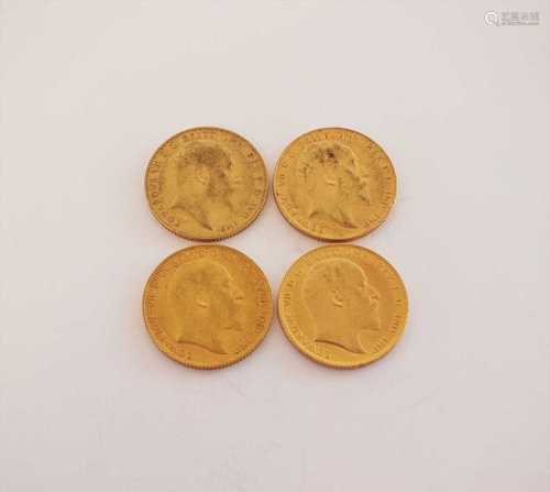 Four Edward VII sovereigns