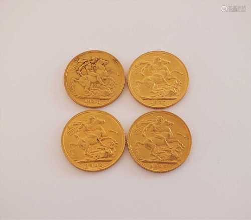 Four Edward VII sovereigns