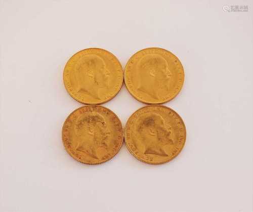 Four Edward VII sovereigns