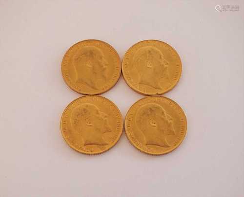 Four Edward VII sovereigns