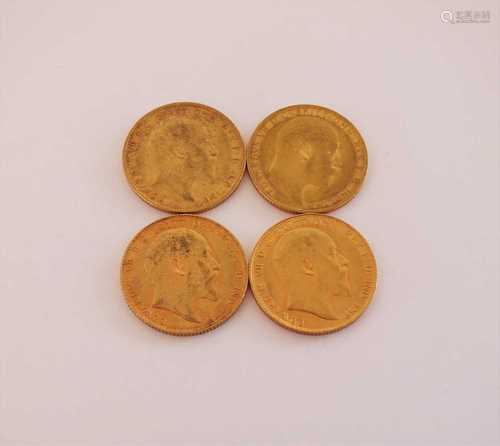 Four Edward VII sovereigns