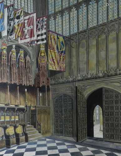 A B Coles, St Georges Chapel, watercolour