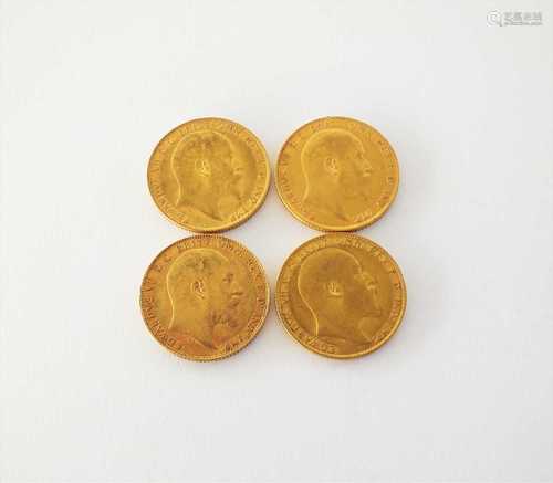 Four Edward VII sovereigns