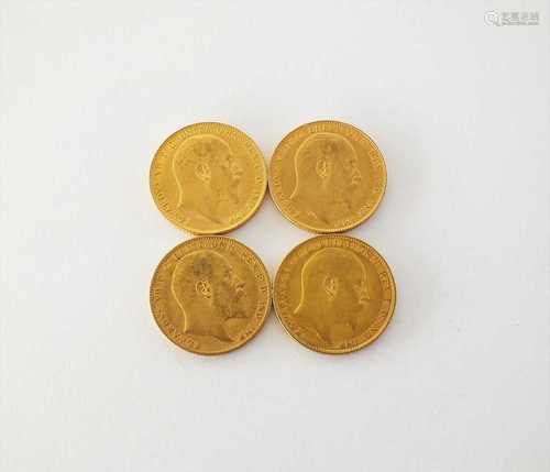 Four Edward VII sovereigns