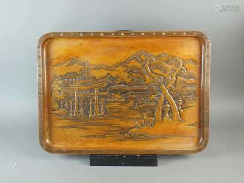 HIROSHIMA INTEREST - A Japanese presentation tray to Admiral Sir William Kelly