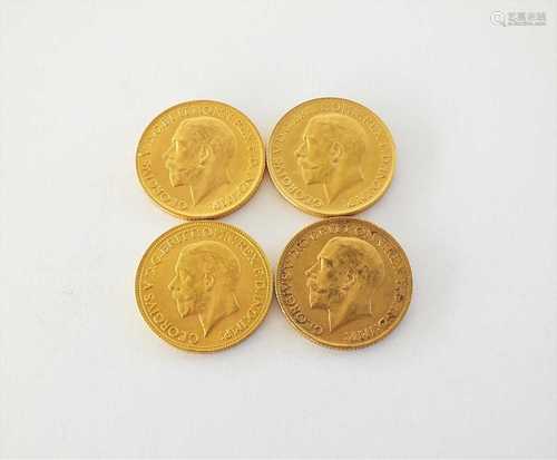 Four George V sovereigns