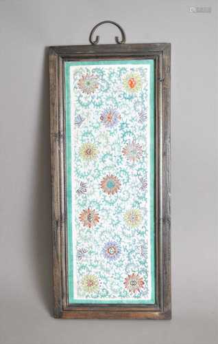 A framed 19th century Chinese porcelain panel,