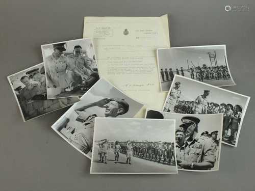 Seven black and white photographs of General Józef Wiatr and Sir Miles Dempsey