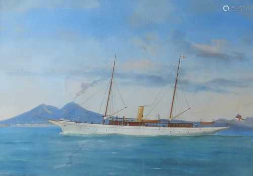 Antonio de Simone, yacht, gouache