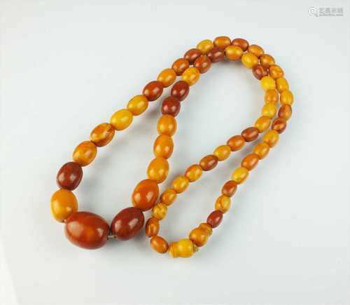 An amber bead necklace