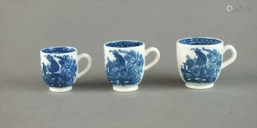 Three Caughley 'Pleasure Boat' toy coffee cups