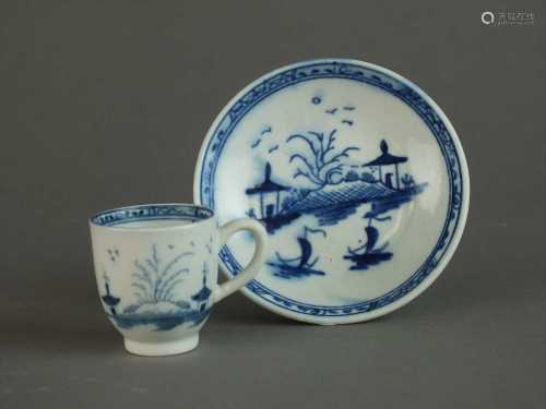 Caughley 'Island' pattern toy coffee cup and saucer, circa 1780-90