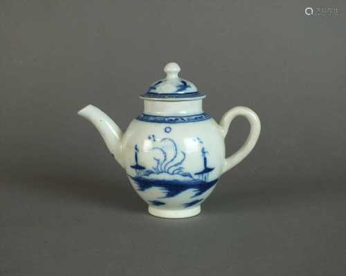 Caughley 'Island' pattern toy teapot and cover, circa 1780-90