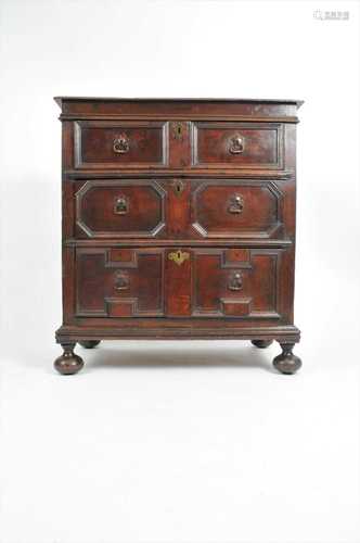 A Charles II oak chest of drawers, circa 1680