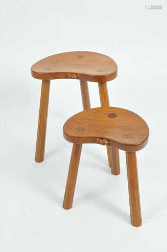 Robert 'Mouseman' Thompson, an associated mid oak 'cow' and 'calf' stool