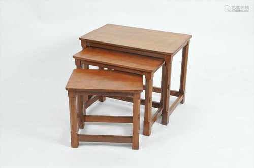 A Robert 'Mouseman' Thompson nest of three graduating occasional tables