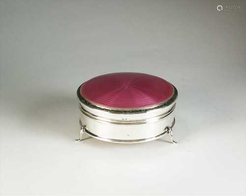 A silver and enamel trinket box