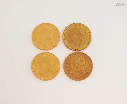 Four Edward VII half sovereigns