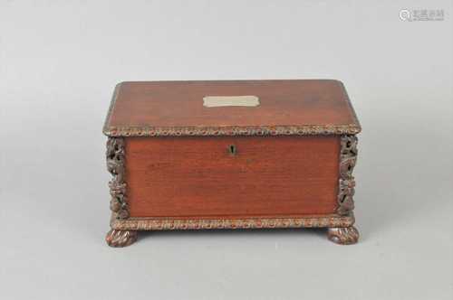 A 19th century Chinese hardwood stationary box, likely for the European market