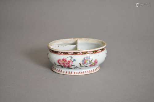 A Chinese export famille rose divided hors d'oeuvres bowl