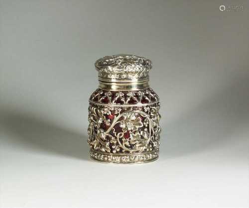 A Victorian silver cased perfume bottle