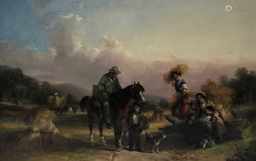 William Shayer, Harvesters at rest, oil on canvas