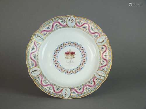 Rare Caughley polychrome armorial plate. circa 1793