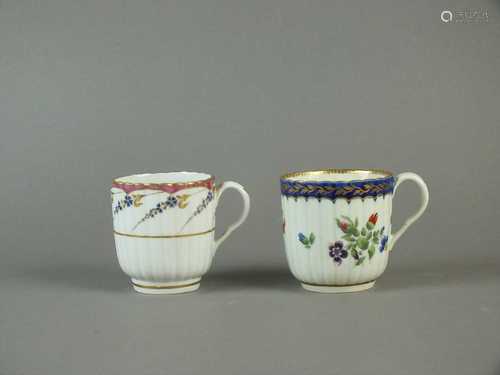 Two fluted Worcester coffee cups, circa 1780