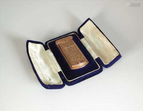 A cased Victorian 9ct gold presentation needle case