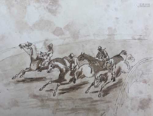 British school, a set of four steeplechase scenes, watercolours