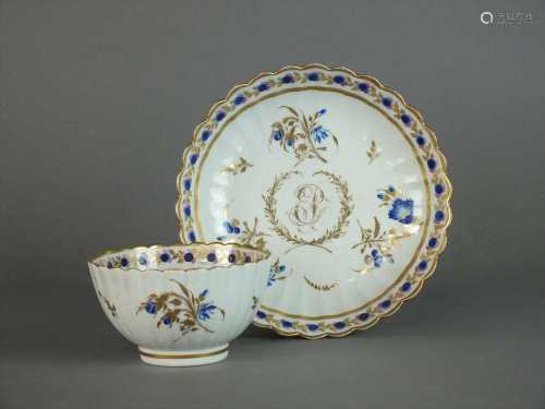 Caughley polychrome tea bowl and saucer, circa 1790