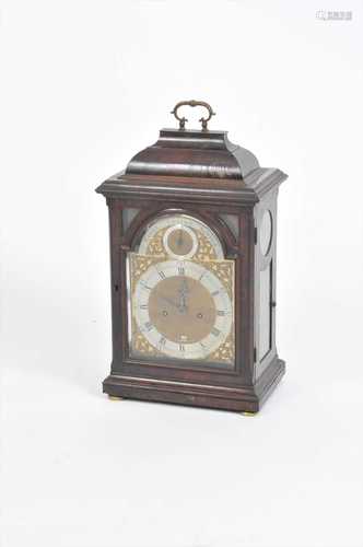 Daniel Vauguion of London, a mid - late 18th century mahogany cased bracket clock,