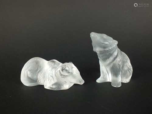 Two Lalique Crystal bears