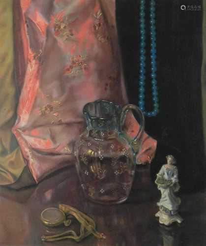 William Frederick Vere Kebbell (1888-1963), Still L:ife with Jade necklace, pastel