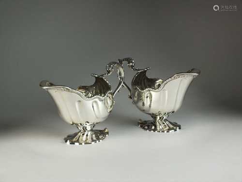 A pair of Victorian silver sauce boats