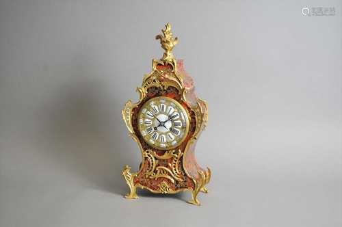 A French Louis XV style simulated boulle marquetry mantel clock, marked Mappin & Webb Ltd