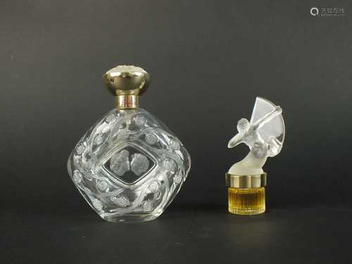 Two Lalique Crystal scent bottles