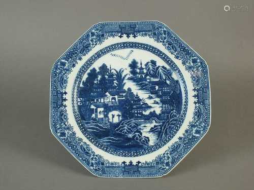 Caughley octagonal plate, circa 1785