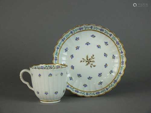 Caughley 'French Sprigs' coffee cup and saucer, circa 1790