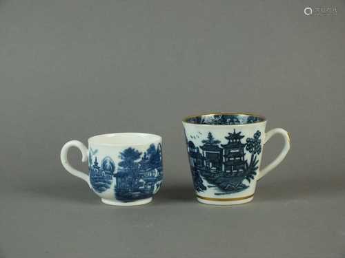 Caughley custard cup and single-handled beaker, circa 1785