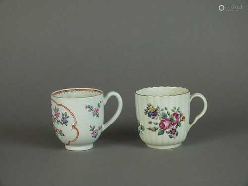 Two Worcester coffee cups, circa 1760-70